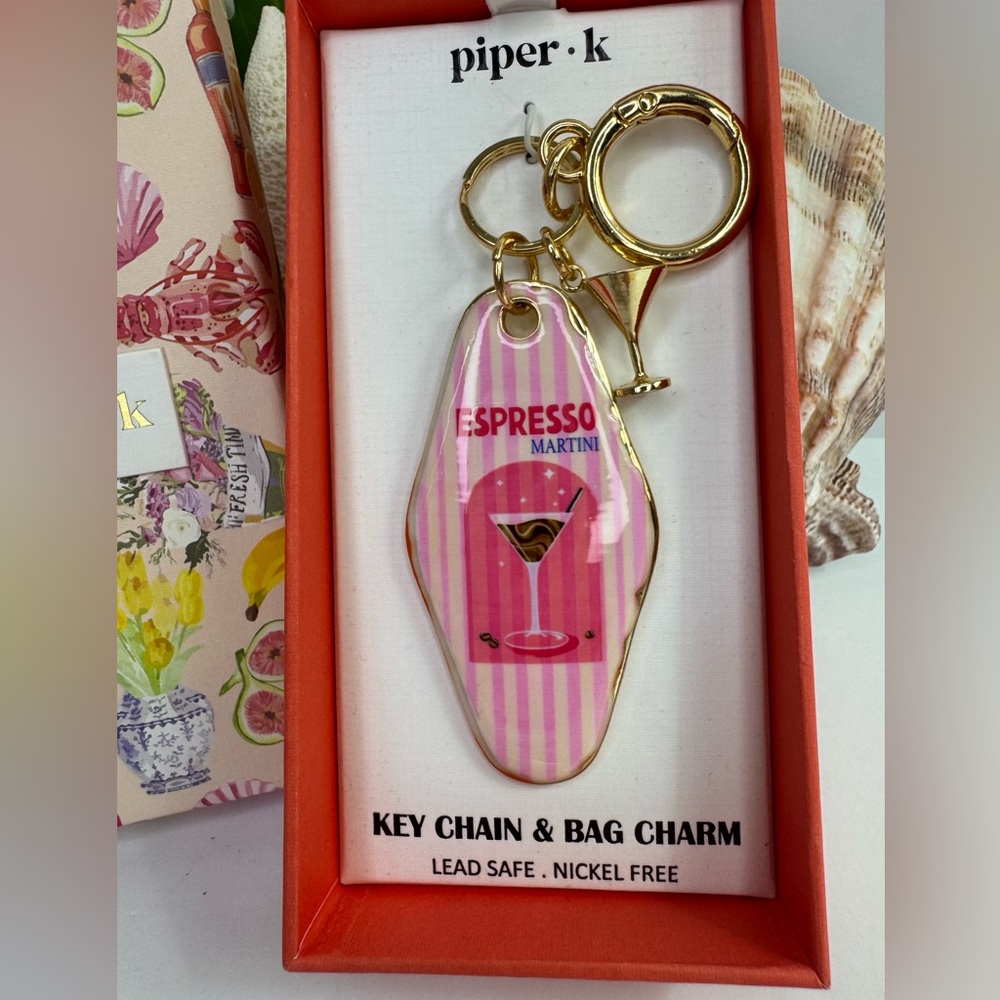 Piper K Pink and Gold Espresso Martini Key Chain